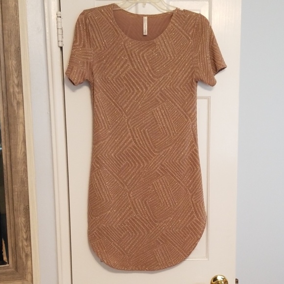 Womens gold sparkle mini dress - Picture 3 of 4